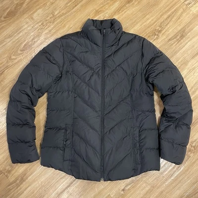 Lands End Black Puffer Jacket Coat Goose Down Quilted Women’s Medium MP 10-12 - Image 1 of 4