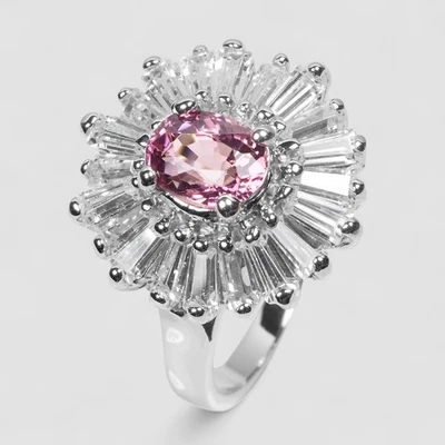 LUMINOUS PINK TOURMALINE 1.01CT 925 STERLING SILVER HANDMADE FINE JEWELRY RINGS - Image 1 of 4