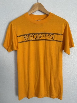 Camiseta Hanes Wyoming Vintage Años 80 Puntada Única Naranja S Foto 1 de 4