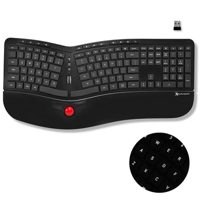 Wireless Ergonomic Split Keyboard w/ Trackball Backlit 2.4GHz USB PC NEW Sealed - Image 1 of 4
