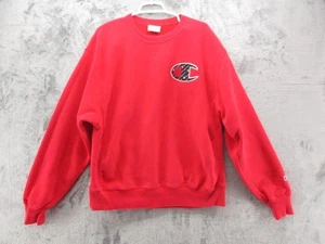 Champion Sweatshirt Mens Large Red Reverse Weave Crewneck Pullover Logo Patch - Picture 1 of 12