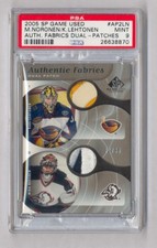 Kari Lehtonen & Mika Noronen 2005-06 SP Game Used Dual Patch #32/35 PSA 9 MINT 