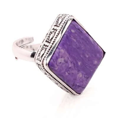 Versilbert Verstellbar Handmade Ring für Damen Charoit Edelstein R-440 - Bild 1 von 3