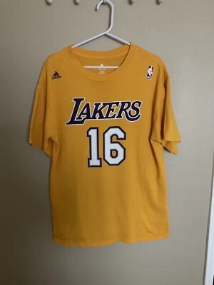 Men Adidas Pau Gasol 16 Lakers Shirt Cotton Medium. Used Good Condition.￼ - Image 1 of 4