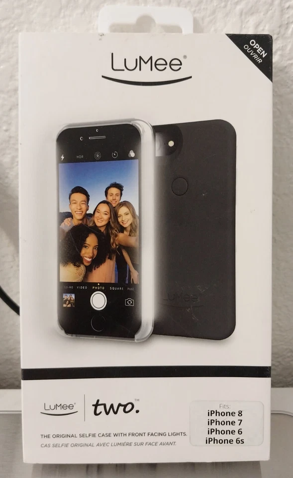 Funda para selfies LuMee con dos LED para iPhone 6s, 6, 7, 8 negra con luces frontales Foto 1 de 3