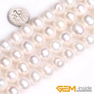 11-12mm Natural Round Genuine Freshwater Pearl Beads For Jewelry Making 15" - Picture 1 of 27