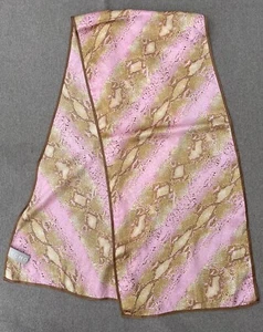 Echo 100% Silk Scarf Pink Gold Snakeskin Design 11.75" x 53" - Picture 1 of 10
