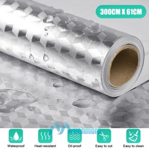 118" Kitchen Wall Sticker Self Adhesive Waterproof Oil-proof Aluminum Foil Film - Picture 1 of 16
