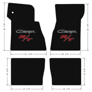 New! 1968-1970 Dodge Charger Black Carpet Floor Mats Embroidered R/T Logo Set 4 - Picture 1 of 12