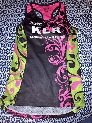 Jersey de ciclismo Zoom triatlón para mujer pequeño sin mangas negro, verde y rosa Foto 1 de 4