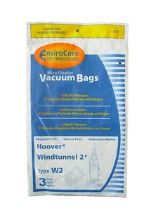 3 Hoover Type W2 Windtunnel Allergy Vacuum Bags, Bagged, Upright Vacuum Clean... - Picture 1 of 3