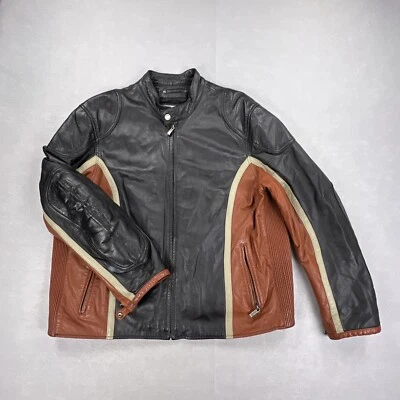 Vintage Wilson’s Leather Moto Jacket Men’s XL Full Zip Quilt Liner Band Collar - Image 1 of 4