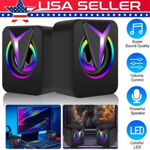 Stereo Bass Sound USB Computer Speakers 2.0 Channel USB Wired for Laptop Desktop - Picture 1 of 12