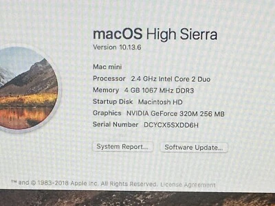 Apple Mac mini 2.4 GHz Core 2 Duo 4GB 320GB HD HIGH Sierra (10.13) - Image 1 of 4