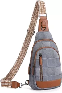 CLUCI Schleudertasche Umhängetasche blau mit braun - passt 9,7 in iPads! - Schlinge oder Brust - Bild 1 von 13