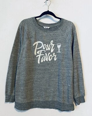 Moletom Wildfox Feminino Cinza Médio Despeje Favor Gráfico Copo de Vinho Declaração - Imagem 1 de 4