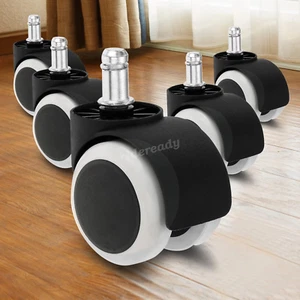 5 X Non-Marking Double Wheel Office Chair Castors For Hardwood Floors 50mm 11mm - Picture 1 of 14