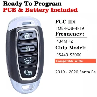 Nuevo LLAVERO INTELIGENTE REMOTO PARA HYUNDAI SANTA FE 2019 2020 TQ8-FOB-4F19 95440-S2000 Foto 1 de 4