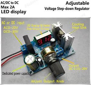 LED Display Adjustable Voltage Regulator Step-Down Module AC/DC to DC 5V 6V 12V - Picture 1 of 4