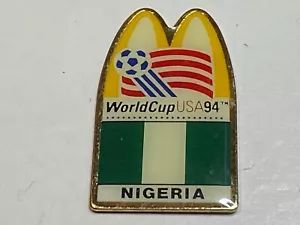 Old McDonalds 1994 World Cup Soccer USA Lapel Jacket Vest Pin Team Nigeria Flag - Picture 1 of 2