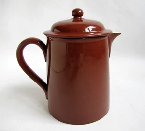 Pichet Pot à Lait avec Couvercle Terre Carmélite Chocolat Sarreguemines France - Picture 1 of 7