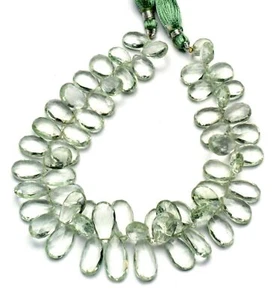Natural Gem Green Amethyst Prasiolite 12x8 to 16x9mm Faceted Pear Shape Beads 9" - Picture 1 of 4