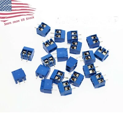 50 Pcs 2-Pin Screw Terminal Block Connector 5.08mm Pitch PCB Mount Blue 50X - Image 1 of 4