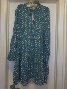 Lucky Brand Size Large Womens Woven Floral Print Green Multi Dress New With Tag - Picture 1 of 2