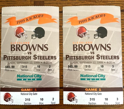 1999 PAIR Pittsburgh Steelers vs. Cleveland Browns Ticket Stubs Inaugural Game - Image 1 of 4