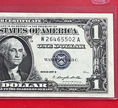1957B  $1 Dollar Silver Certificate (Blue Seal) Block W-A , Uncirculated - Image 1 of 3