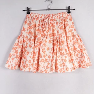 Kendall + Kylie Mini Skirt Sz Medium Orange Floral Print Gored Flare Bloomcore - Picture 1 of 8
