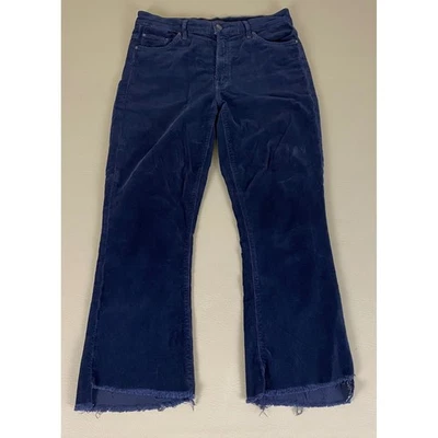 Pantalones de pana MOTHER para mujer 28 botín azul marino rayuela dobladillo deshilachado Foto 1 de 4