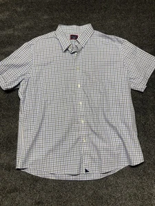 Camisa con botones de algodón manga corta UNTUCKit para hombre, talla XXL azul y blanco a cuadros - Imagen 1 de 5