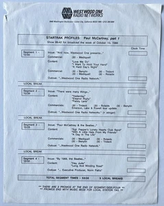 Paul McCartney StarTrak Profiles Westwood One Radio Show Oct. 1986 Beatles - Picture 1 of 10