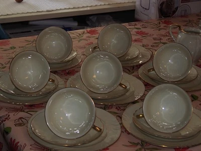 Thomas Porzellan Goldrand 7x 3 teilige Gedecke, Tasse, Unterteller, Kuchenteller - Bild 1 von 4