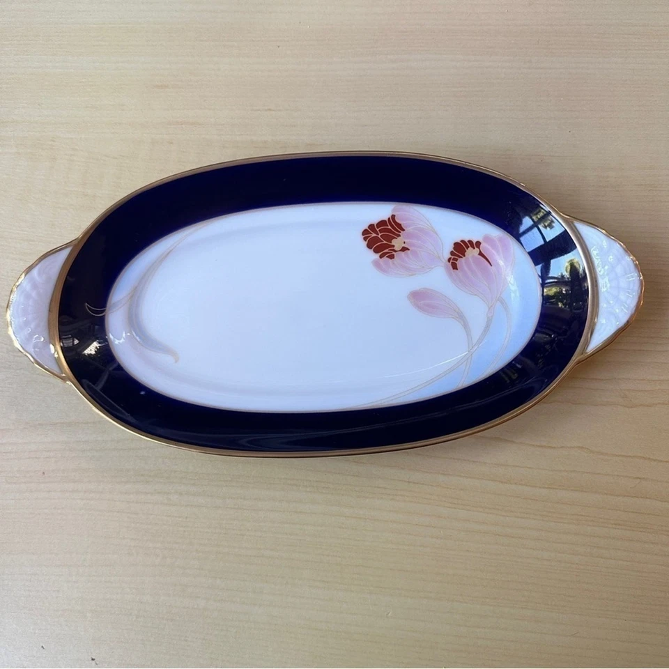 Plato de mantequilla formal vintage Legacy by Noritaki plato para servir azul, blanco y dorado Foto 1 de 4