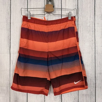 Nike Niños Mediano Naranja Rayas Malla Forrado Bañador Pantalones Cortos con Bolsillos Foto 1 de 4
