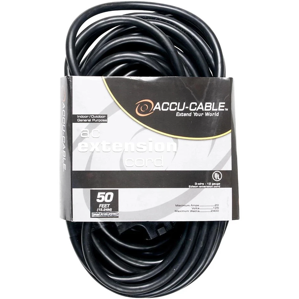 American DJ EC123-3FER 12 Gauge 3-Way IEC Power Extension Cord 50 ft. - Image 1 of 1