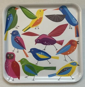 IKEA BARBAR Serving Tray Melamine 13x13 Colorful Bird Square Scandinavian Modern - Picture 1 of 13