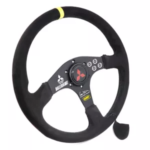 14inch Suede Leather Flat Sport Steering Wheel for Mitsubishi Fit MOMO NRG Hub - Picture 1 of 9
