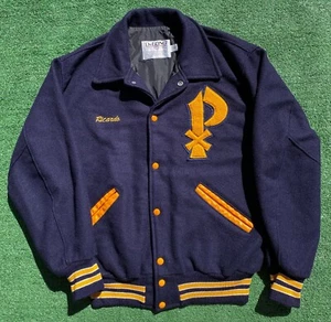Vintage DeLong Wool Blend Letterman Varsity Jacket Men’s Size Large USA Made - Picture 1 of 10