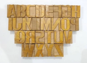 Vintage Letterpress 26 A To Z Letters Wood Type Printers Block Collection#Tx-121 - Picture 1 of 9