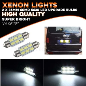VW CADDY XENON WHITE NUMBER PLATE UPGRADE LED LIGHT BULBS 36MM 6SMD - Picture 1 of 2