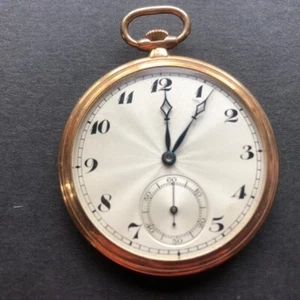 9ct gold Art Deco slim pocket watch hallmark for 1921 - Picture 1 of 5
