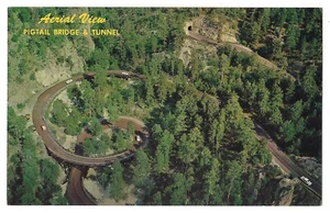 PIGTAIL BRIDGE & TUNNEL Iron Mt  Black Hills South Dakota Postcard SD Helicopter - Picture 1 of 2