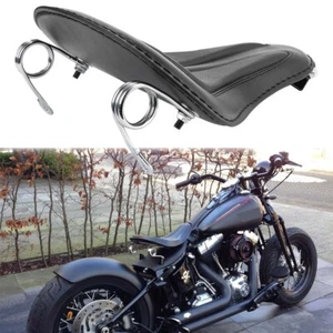 Black Motorcycle Spring Large Solo Seat For Harley Davidson Softail Custom FXSTC - Picture 1 of 12