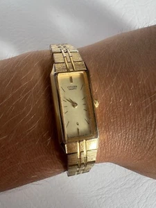 Vintage Citizen Quartz Gelbgold Plt Uhr 5421-S18523 HSB Jap Mov Beige Dial - Bild 1 von 5