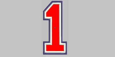 Number Embroidery  Iron On Patch Badge,  2 X 4  two frames, number 1 - Image 1 of 4