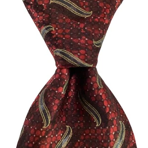 CARROT & GIBBS Men's 100% Silk Necktie USA Designer Geometric Burgundy/Wine EUC - Picture 1 of 3
