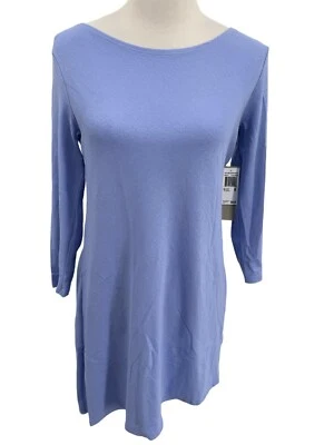 Vestido túnica Joan Vass Studio asimétrico manga 3/4 azul para mujer talla mediana Foto 1 de 4